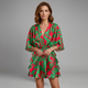 Lyra | Women's Animal Print Wrap Mini Dress with Flutter Sleeves and Ruffle Hem