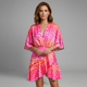 Lyra | Women's Animal Print Wrap Mini Dress with Flutter Sleeves and Ruffle Hem