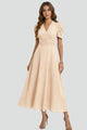 Dorinda | Women's Pleated V-Neck Midi Dress with Short Sleeves - image 6