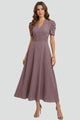 Dorinda | Women's Pleated V-Neck Midi Dress with Short Sleeves - image 2