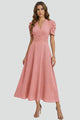 Dorinda | Women's Pleated V-Neck Midi Dress with Short Sleeves - image 7