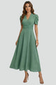 Dorinda | Women's Pleated V-Neck Midi Dress with Short Sleeves - image 8