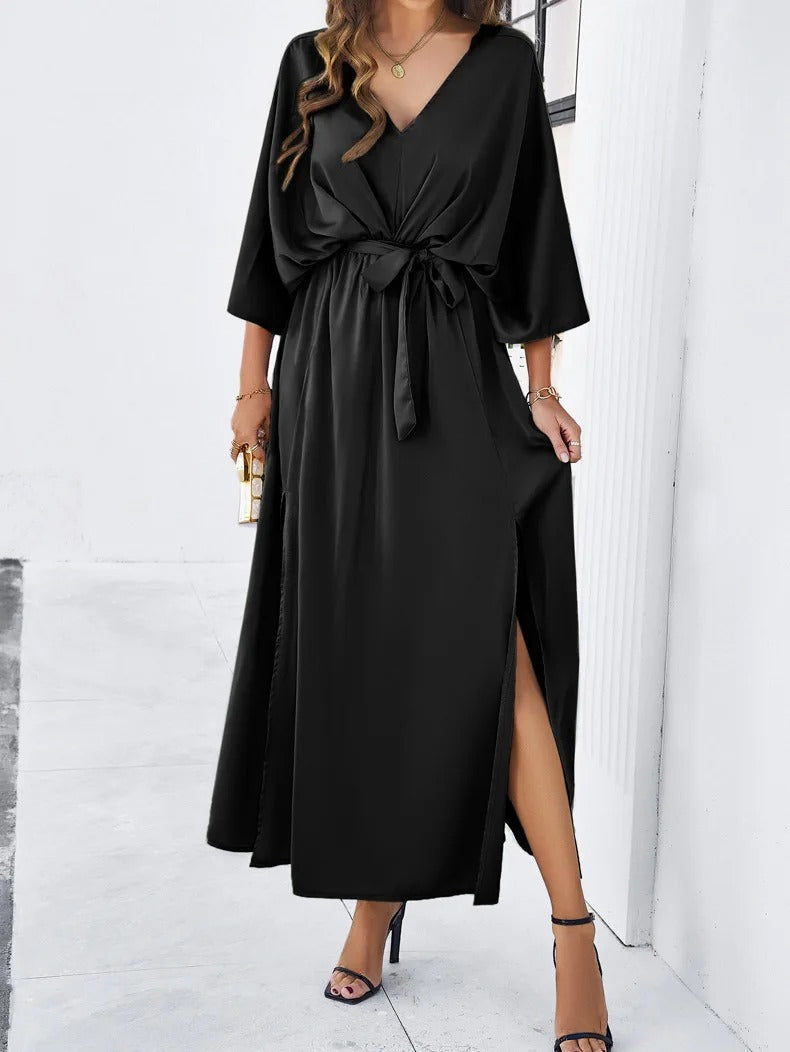 Marla | Women's V-Neck Maxi Dress with Side Slit - image 6