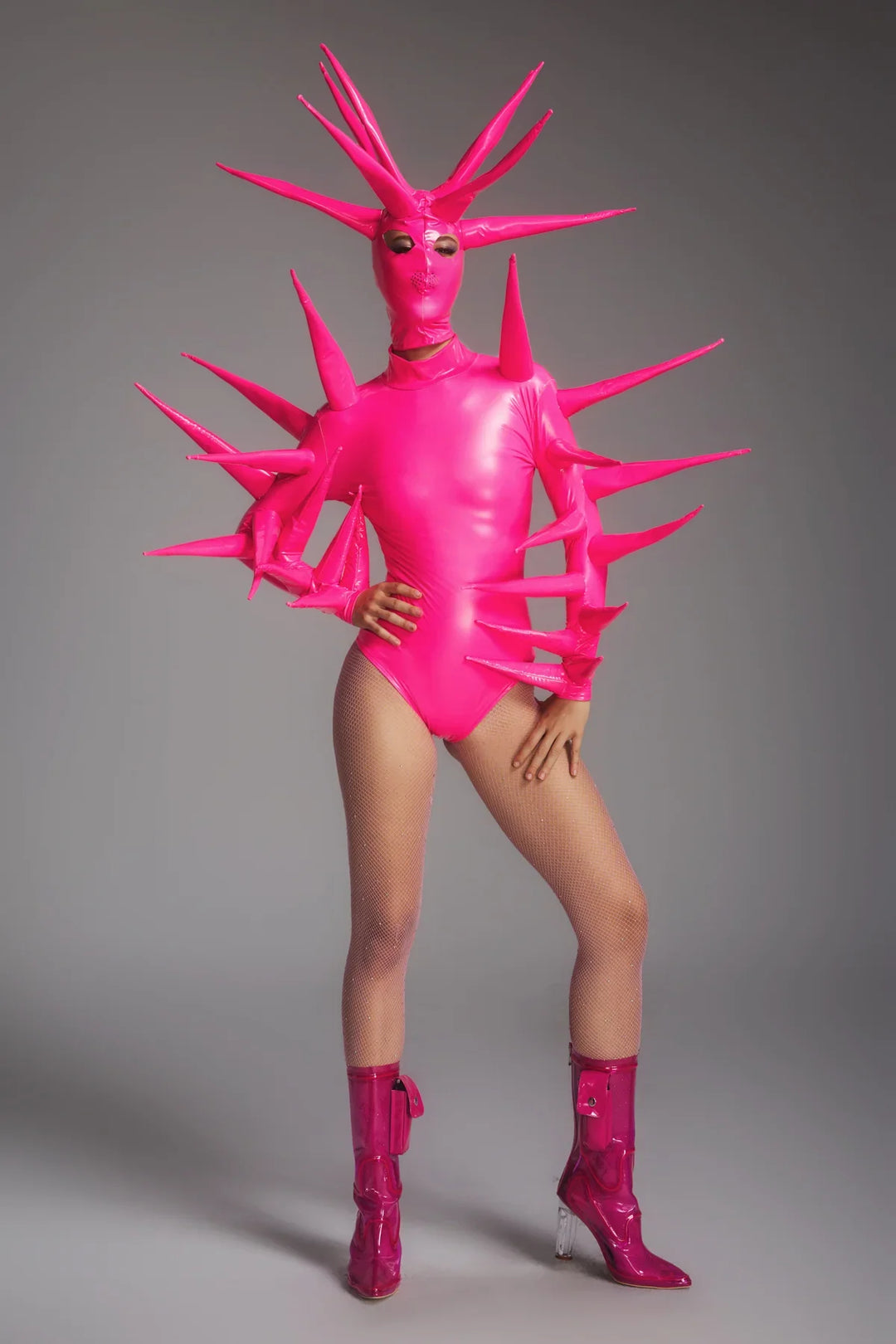 Maysant | Women's Spiked Alien Bodysuit Set with Structured Face Mask - image 2