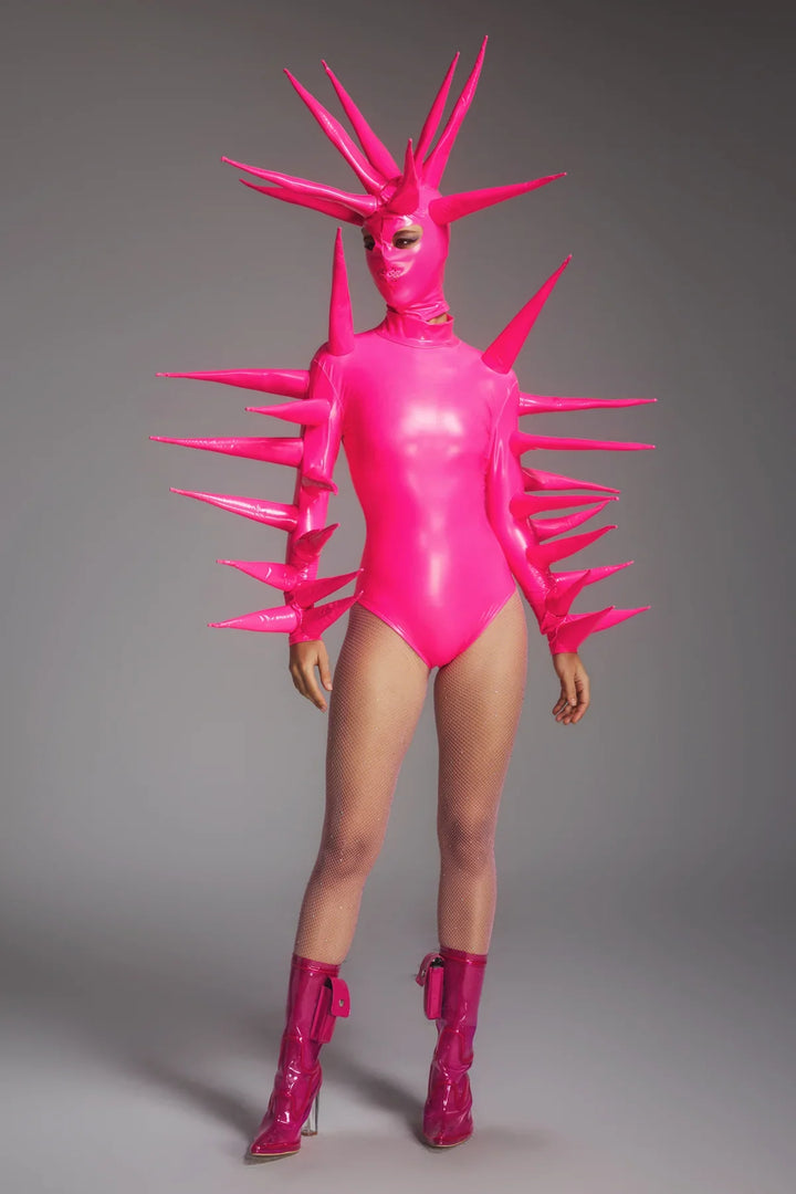 Maysant | Women's Spiked Alien Bodysuit Set with Structured Face Mask - image 4