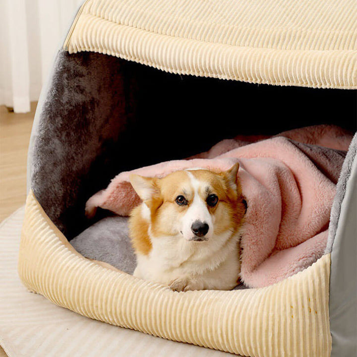 Balnarring | Warm Flannel Semi-Enclosed Dog Tent Bed - image 9