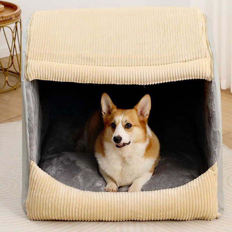 Balnarring | Warm Flannel Semi-Enclosed Dog Tent Bed - image 13