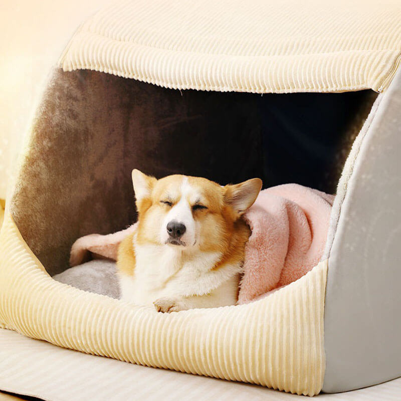 Balnarring | Warm Flannel Semi-Enclosed Dog Tent Bed - image 8