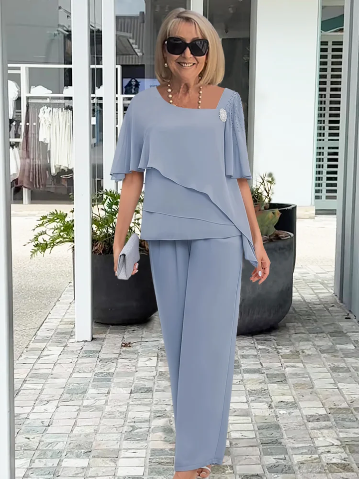 Corisande | Women's Two-Piece Set with Layered Top and Wide-Leg Trousers - image 1