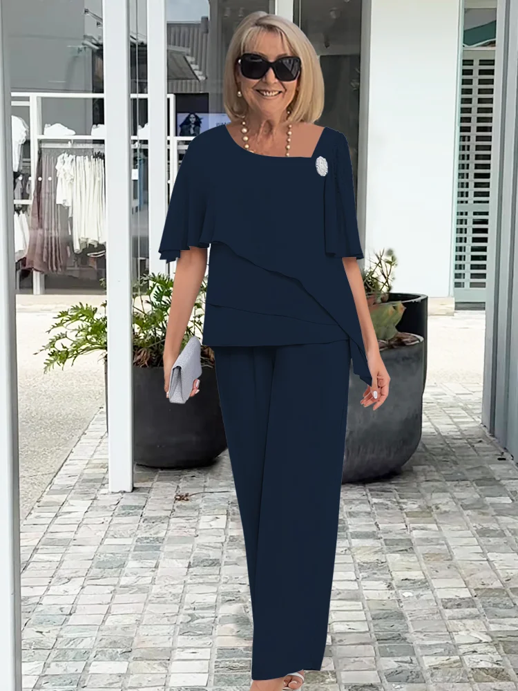 Corisande | Women's Two-Piece Set with Layered Top and Wide-Leg Trousers - image 3