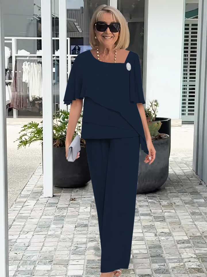 Corisande | Women's Two-Piece Set with Layered Top and Wide-Leg Trousers - image 3