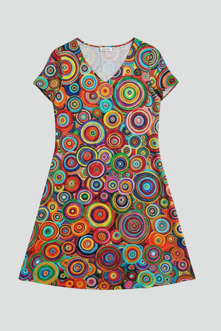 Lilith | Women Knee-Length Dress with V Neck and Short Sleeves