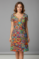 Lilith | Women Knee-Length Dress with V Neck and Short Sleeves
