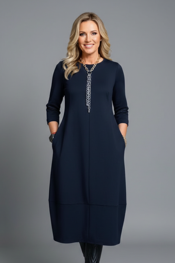 Yolande | Women's Midi Dress with Pockets for Everyday Wear