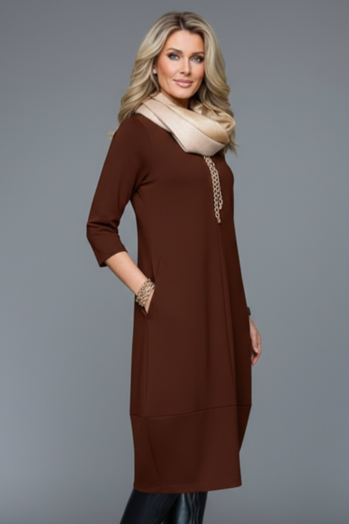 Yolande | Women's Midi Dress with Pockets for Everyday Wear