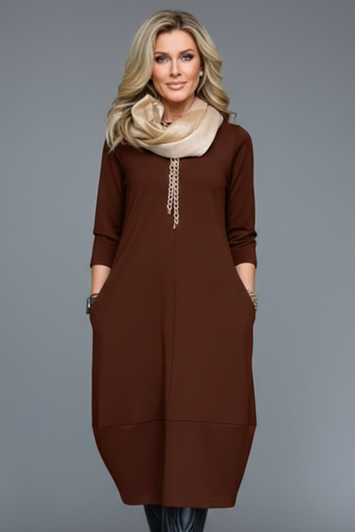 Yolande | Women's Midi Dress with Pockets for Everyday Wear