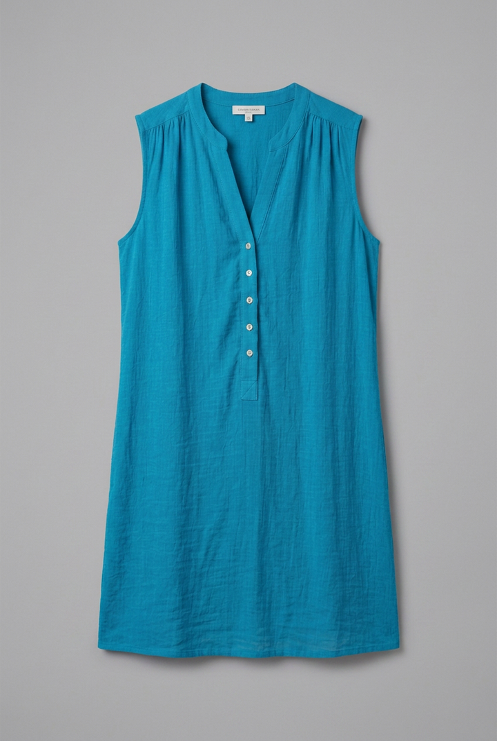 Lourdes | Women's Beach Dress with V-Neck and Button Placket