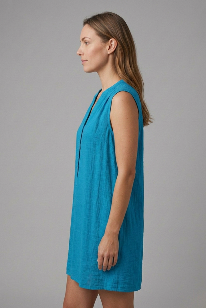 Lourdes | Women's Beach Dress with V-Neck and Button Placket