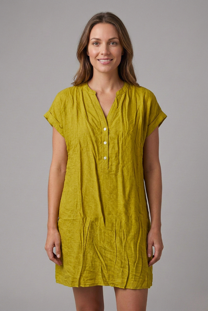 Lourdes | Women's Beach Dress with V-Neck and Button Placket