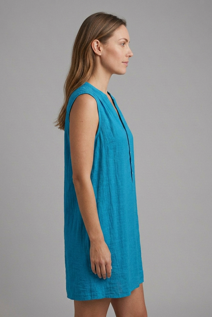 Lourdes | Women's Beach Dress with V-Neck and Button Placket
