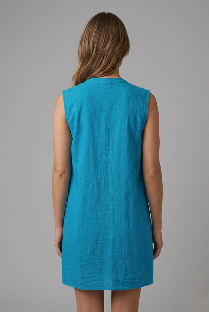 Lourdes | Women's Beach Dress with V-Neck and Button Placket