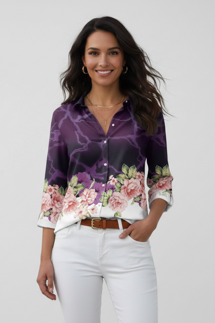 Concetta | Women's Blouse with Button Closure and Floral Print