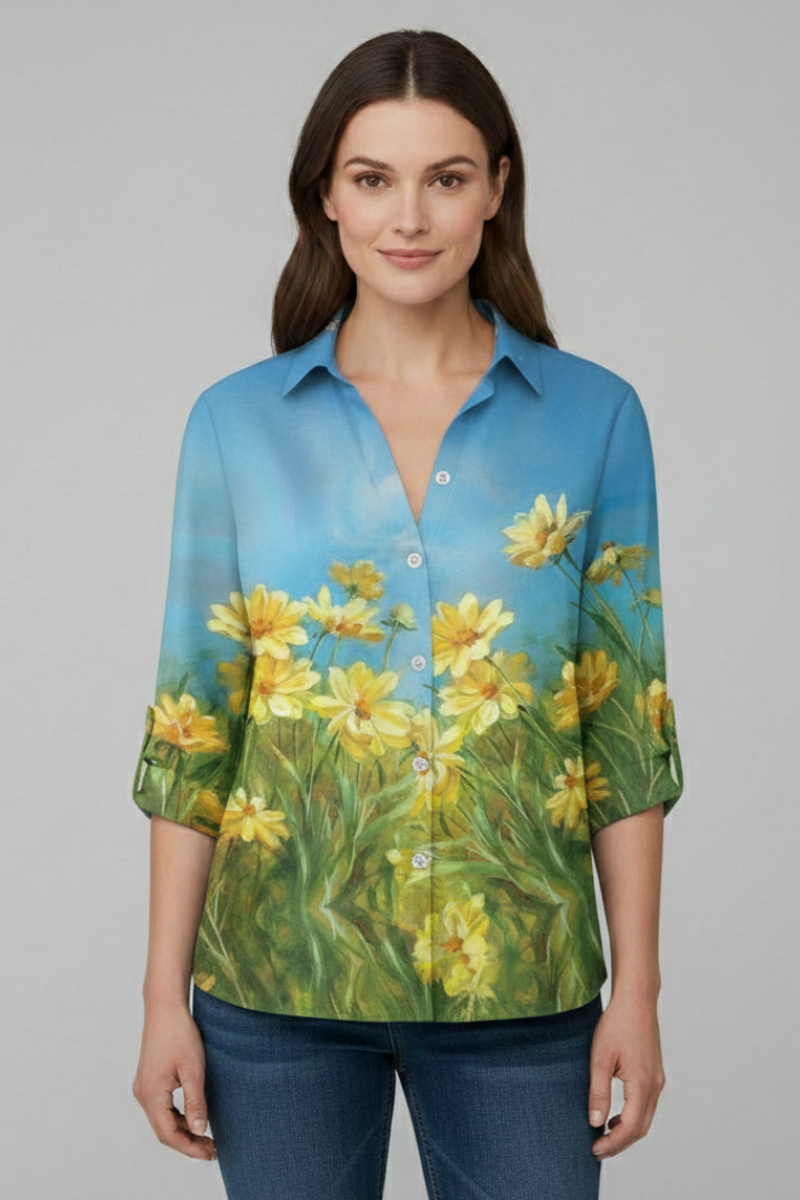 Concetta | Women's Blouse with Button Closure and Floral Print
