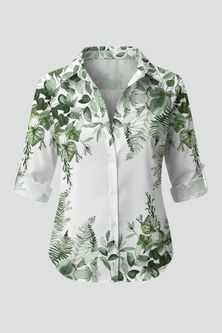 Caprice | Women's Blouse with Button Closure and Leaf
