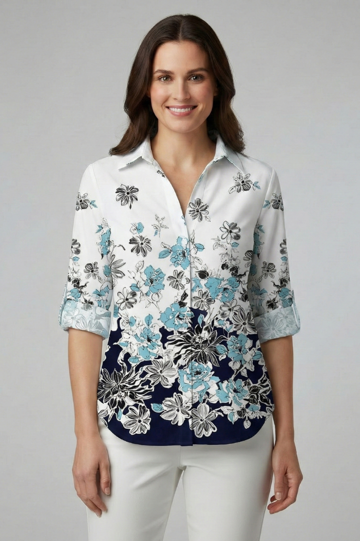 Caprice | Women's Blouse with Button Closure and Leaf