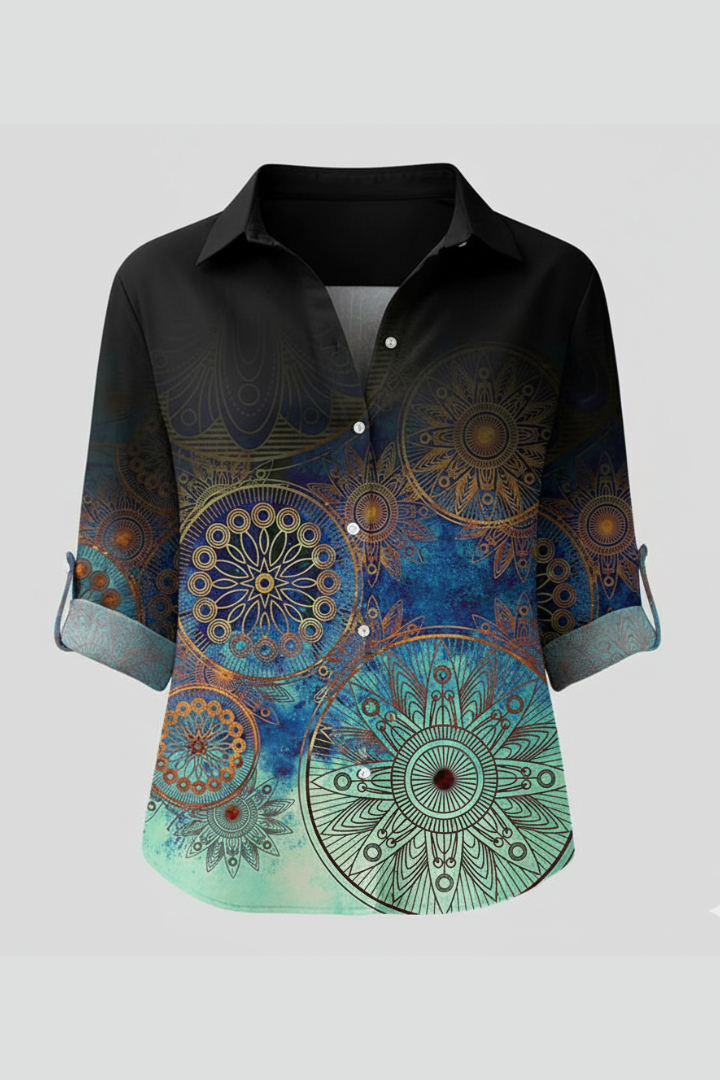 Comfort | Women's Blouse with Button Closure and Mandala Print
