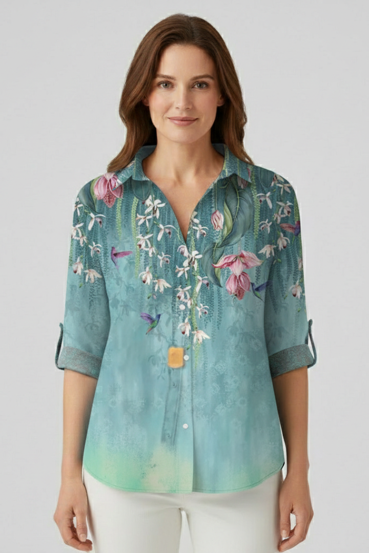 Comfort | Women's Blouse with Button Closure and Mandala Print