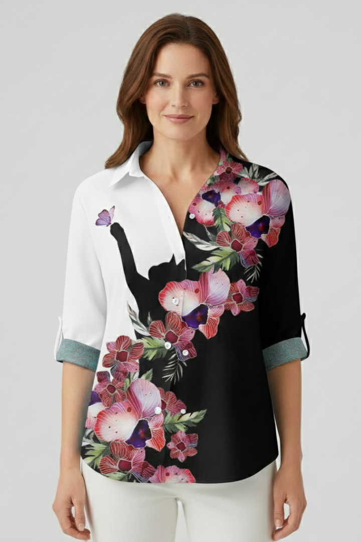 Comfort | Women's Blouse with Button Closure and Mandala Print