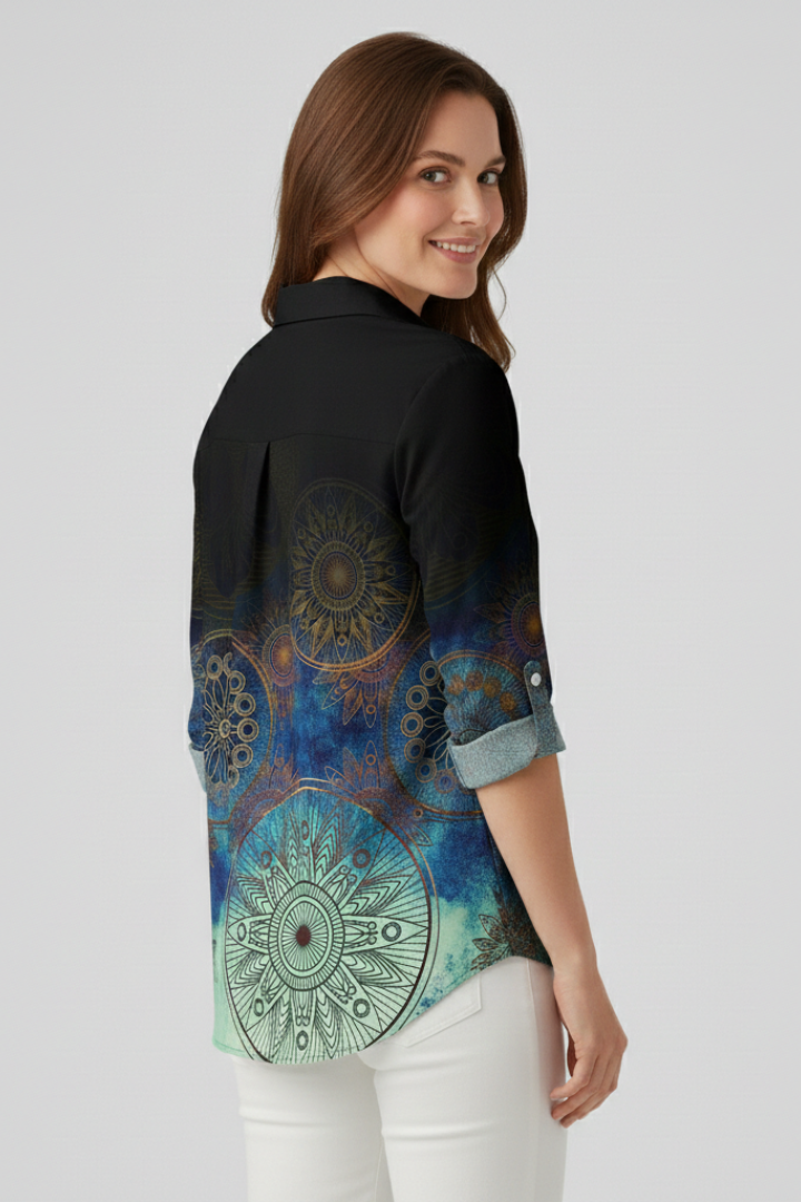 Comfort | Women's Blouse with Button Closure and Mandala Print