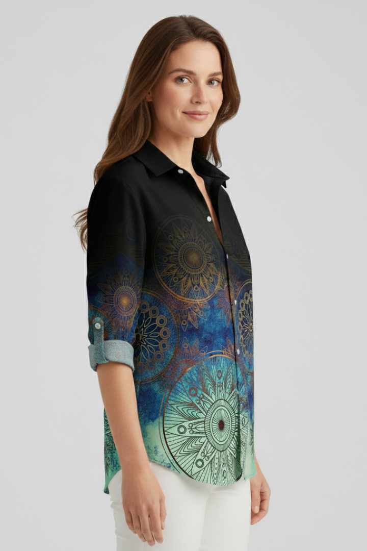 Comfort | Women's Blouse with Button Closure and Mandala Print