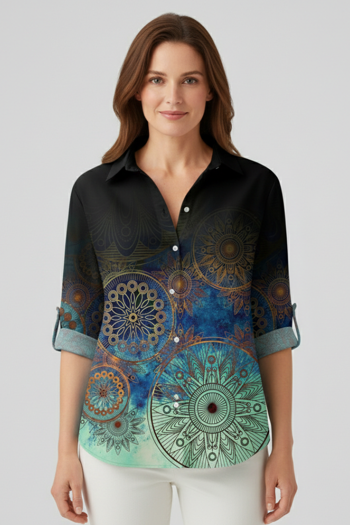 Comfort | Women's Blouse with Button Closure and Mandala Print