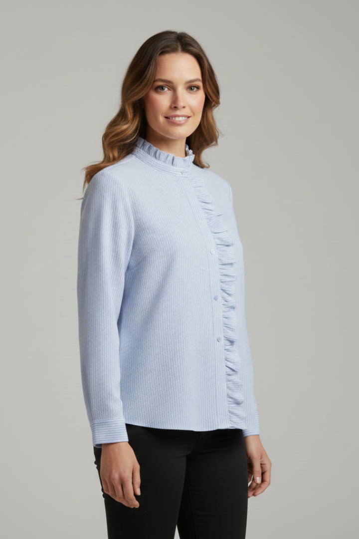 Caelia | Women's Blouse with Button Fastening and Ruffle Trim