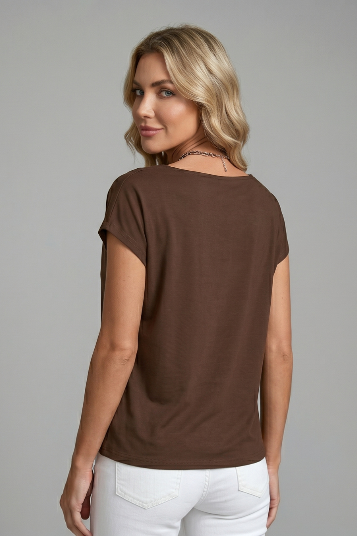Rita | Women's Blouse with Cowl Neck and Draped Front