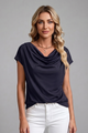 Rita | Women's Blouse with Cowl Neck and Draped Front