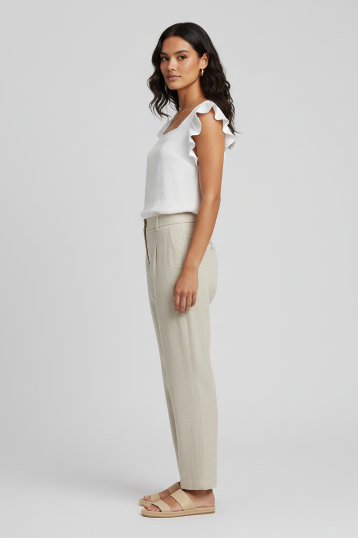 Brietta | Women's Blouse with Square Neck and Woven Surface