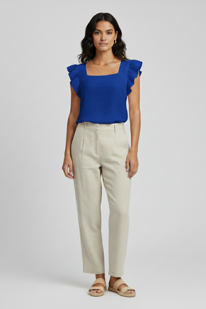 Brietta | Women's Blouse with Square Neck and Woven Surface