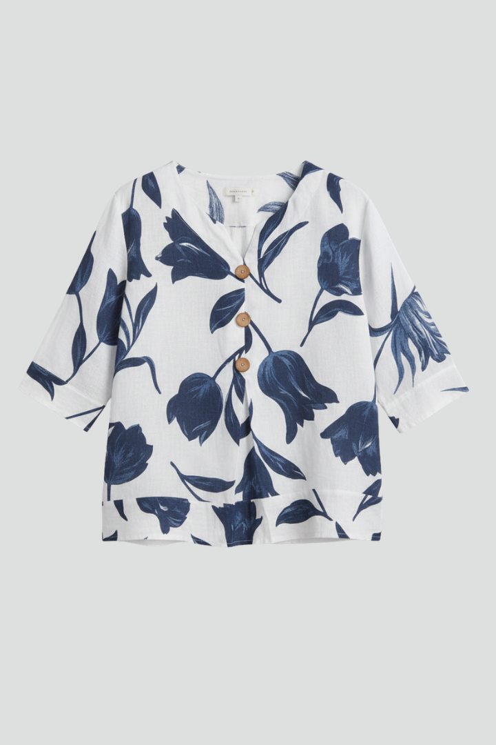 Benedicta | Women's Blouse with V-Neck and Floral Print