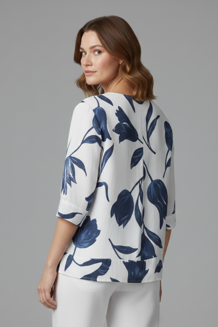 Benedicta | Women's Blouse with V-Neck and Floral Print