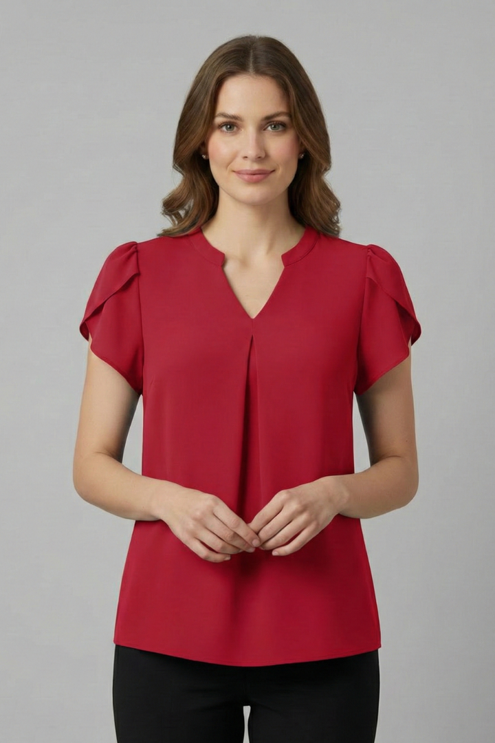 Madeleine | Women’s Blouse with V-Neck and Short Sleeves