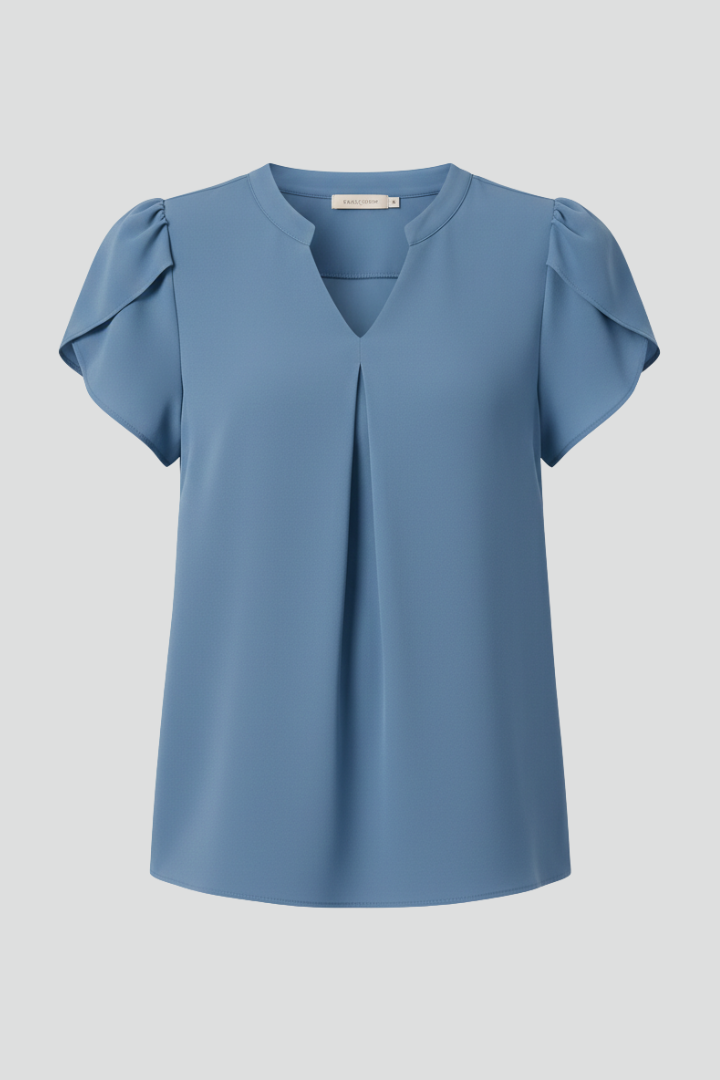 Madeleine | Women’s Blouse with V-Neck and Short Sleeves