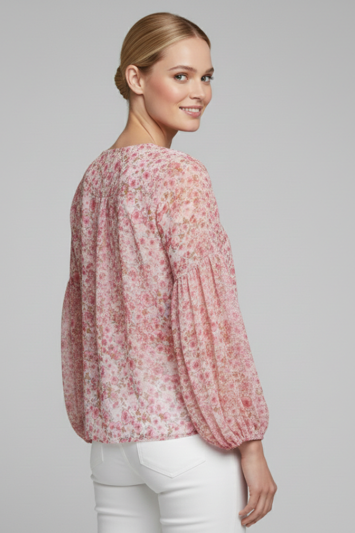 Cassandra | Women's Blouse with V Neckline and Floral Print