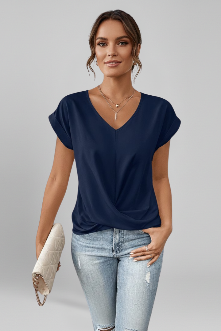 Rilla | Women's Blouse with V Neckline and Short Sleeves