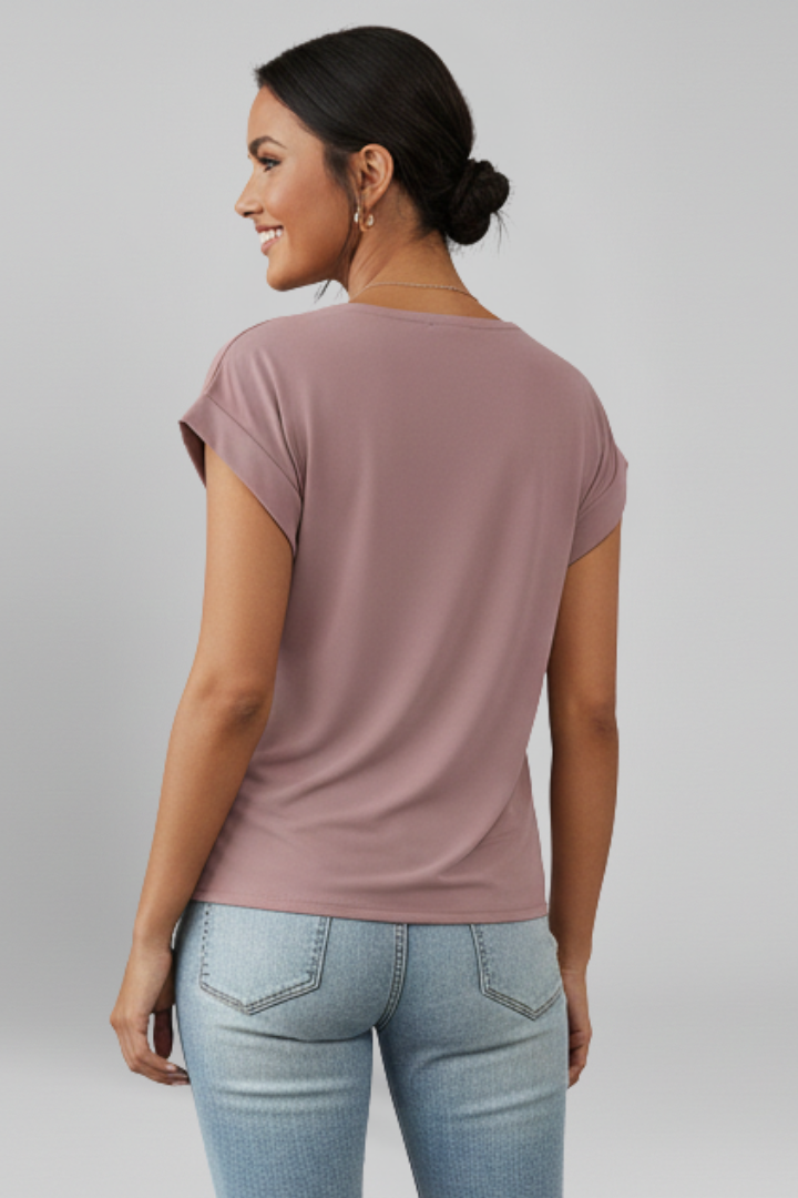 Rilla | Women's Blouse with V Neckline and Short Sleeves