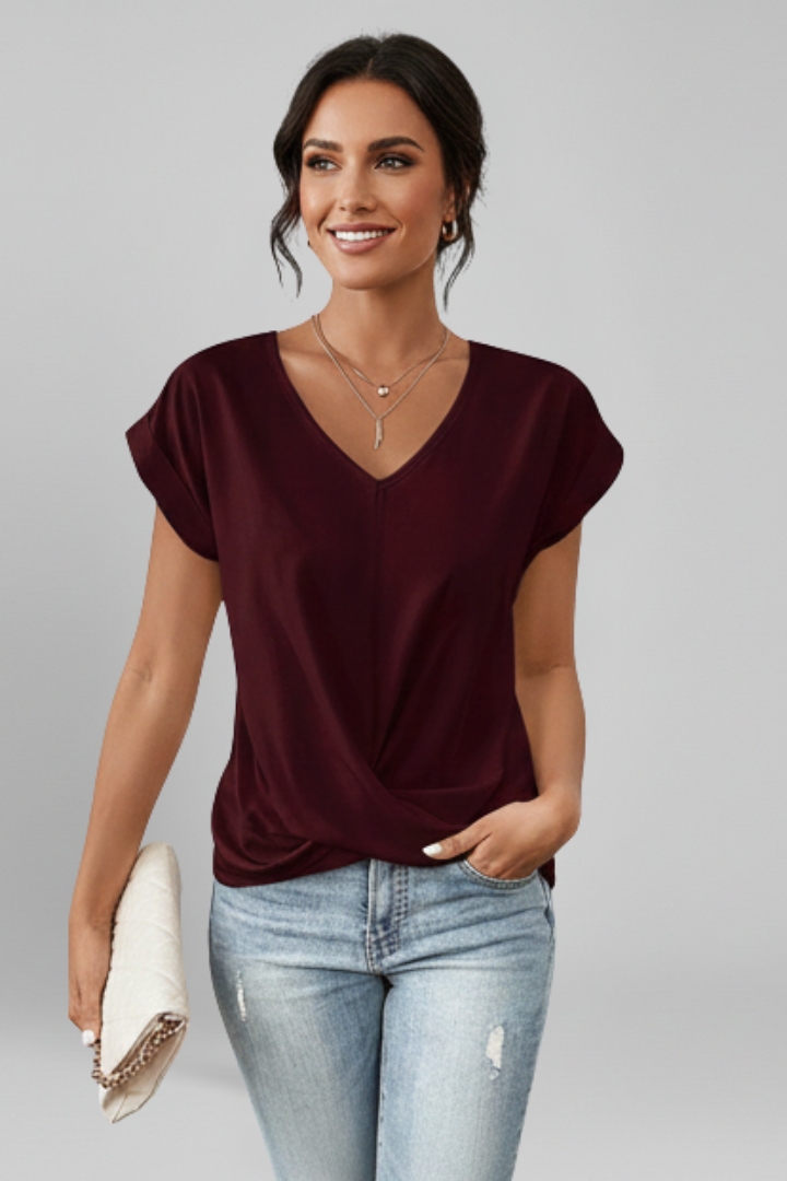 Rilla | Women's Blouse with V Neckline and Short Sleeves