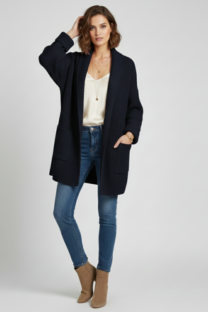 Brigitta | Women’s Cardigan with V Neck and Surface
