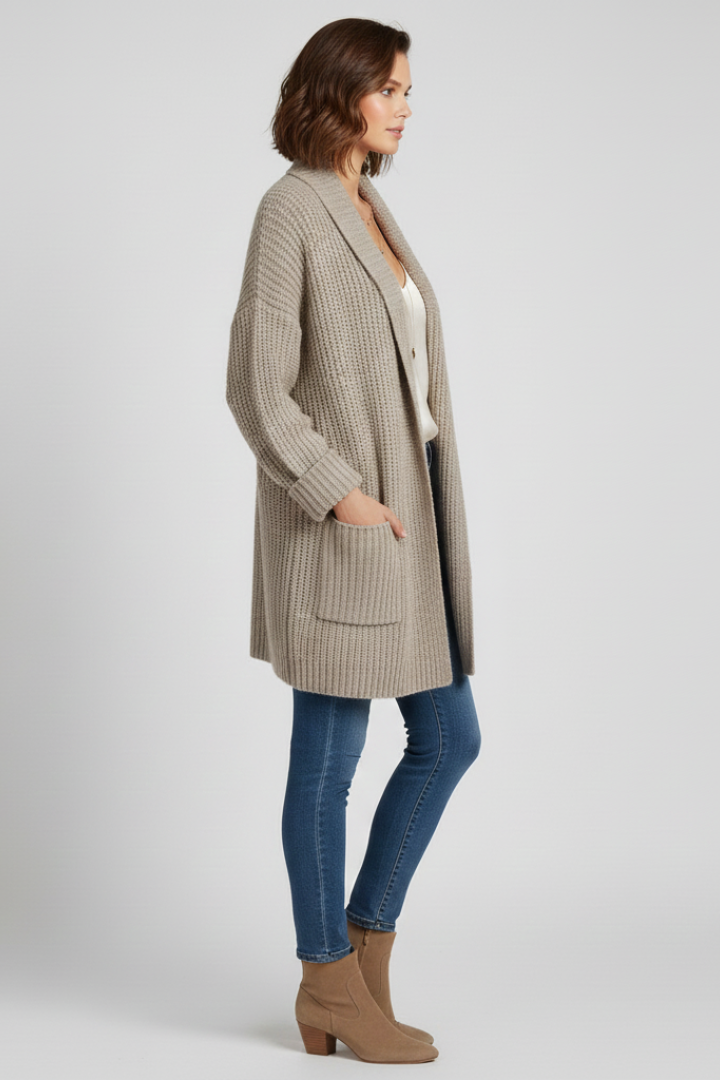 Brigitta | Women’s Cardigan with V Neck and Surface